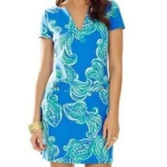 Lilly Pulitzer Layton Shift Dress XL Blue Crush “She Got Sole” EUC - Picture 8 of 11